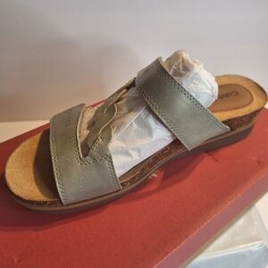 New Cobb Hill May Green Vert Leather Women's Sandals. Size 6.5 W